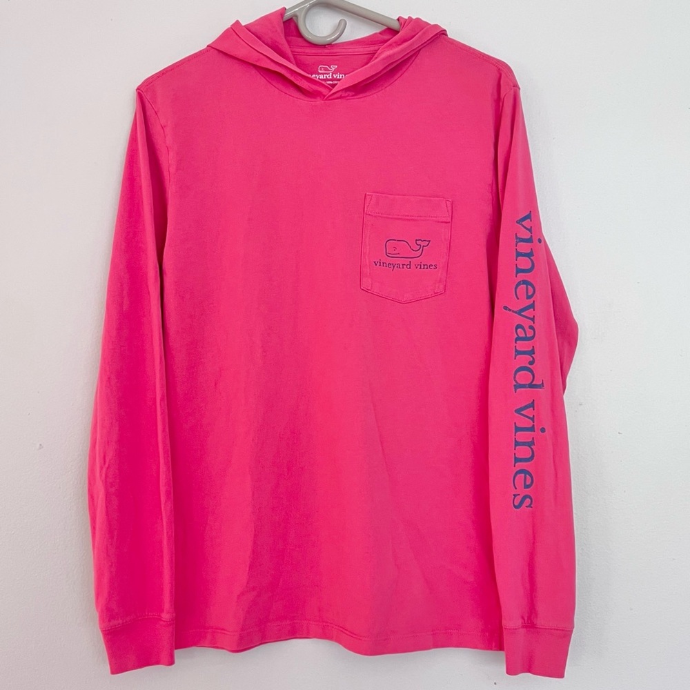 Vineyard Vines‎ Long Sleeve Hooded T-shirt Women’s XS Pink Whale Logo Pocket Tee